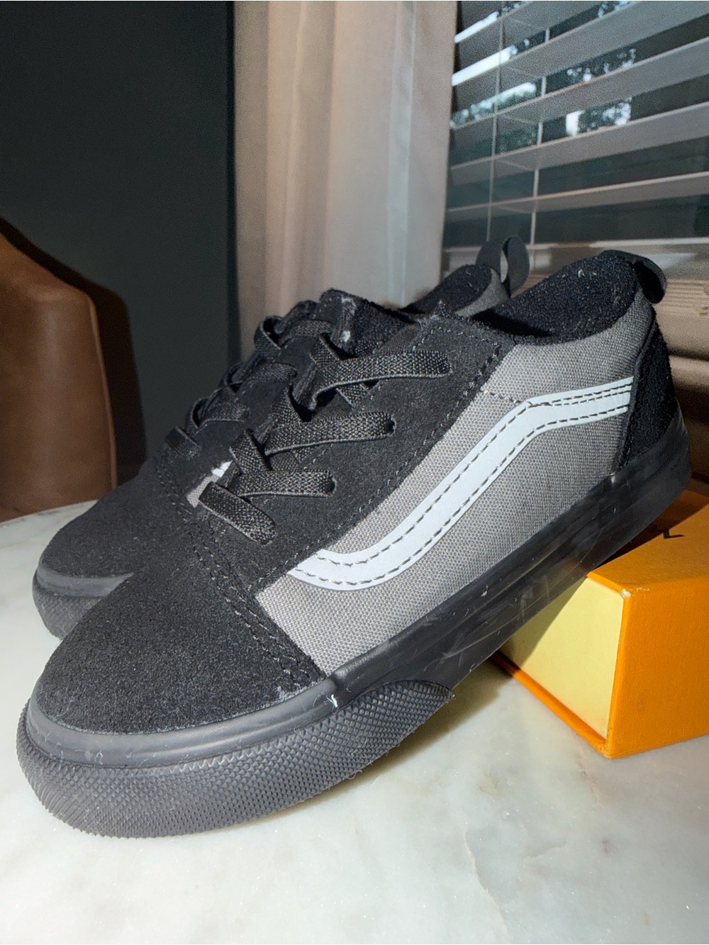 Vans Kids Black and Gray Low-Top Skate Sneakers